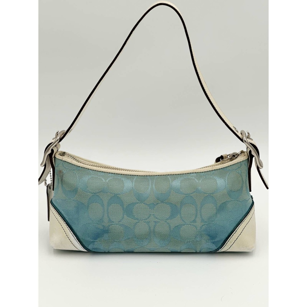 Coach Blue and Cream Monogram Shoulder Bag - Picture 4 of 10